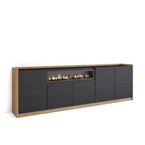 Aparadores para salón Negro y roble 3876