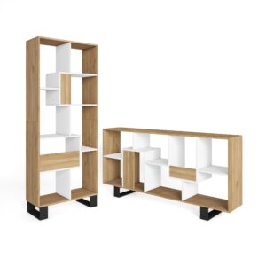 Librería estantería Roble y blanco 4116