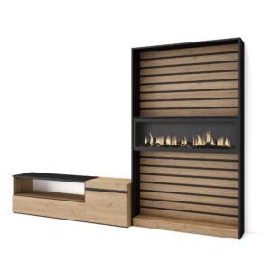Muebles de Salón para TV Roble y negro 2537