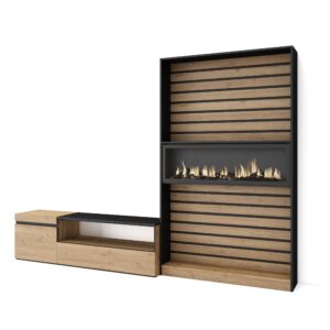 Muebles de Salón para TV Roble y negro 2540