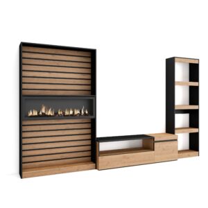 Muebles de Salón para TV Roble y negro 2597