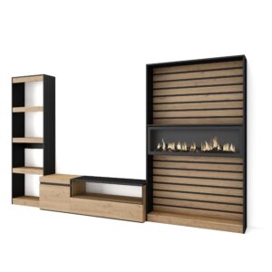 Muebles de Salón para TV Roble y negro 2599