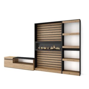 Muebles de Salón para TV Roble y negro 2600
