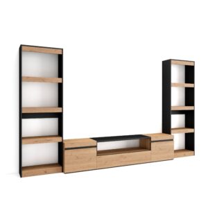 Muebles de Salón para TV Roble y negro 2603