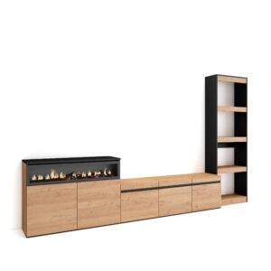 Muebles de Salón para TV Roble y negro 3153