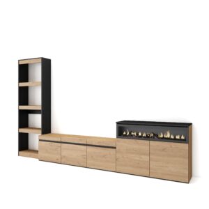 Muebles de Salón para TV Roble y negro 3154