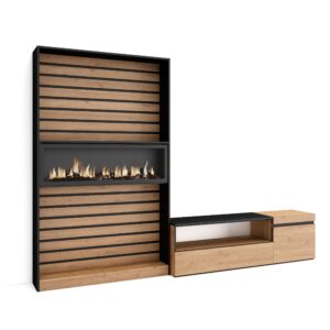 Muebles de Salón para TV Roble y negro 3156