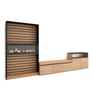 Muebles de Salón para TV Roble y negro 3160