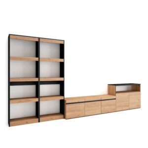 Muebles de Salón para TV Roble y negro 3181