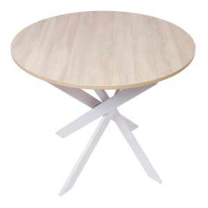 Mesa de comedor redonda color roble_Roble_1144