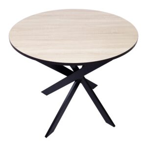 Mesa comedor redonda color roble/negro Roble y negro 1145