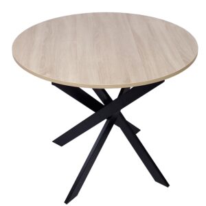 Mesa de comedor fija redonda color roble_Roble y negro_1932