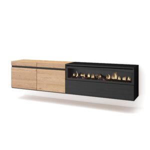 Mueble TV  Televisión Roble y negro 2267