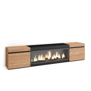 Mueble TV  Televisión Roble y negro 3265