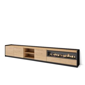 Mueble TV  Televisión Roble y negro 4355