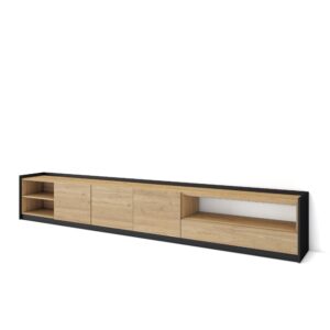 Mueble TV  Televisión Roble y negro 4356