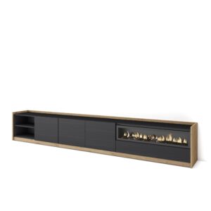 Mueble TV  Televisión Negro y roble 4369