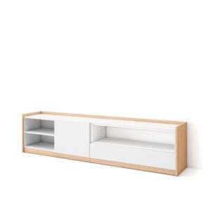 Mueble TV | Televisión_Blanco y roble soft_4390